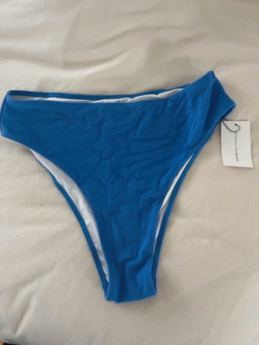 Blue Terry Cloth High Rise Bikini Bottoms